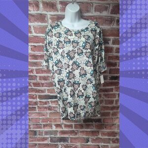 Women’s LuLaRoe Irma Tunic High Low Top Small Uncle Sam Print NWT Blue‎